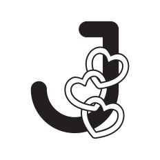 Letter J with hearts