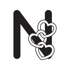Letter N with hearts