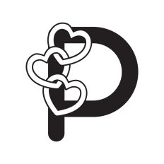 Letter P with hearts