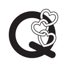 Letter Q with hearts