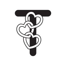Letter T with hearts