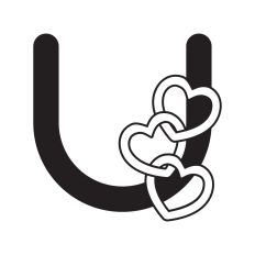 Letter U with hearts