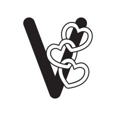Letter V with hearts