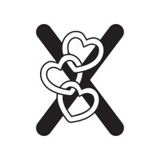 Letter X with hearts