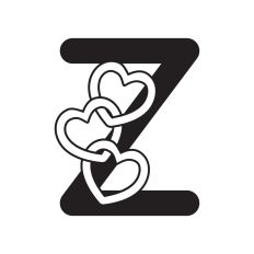 Letter Z with hearts