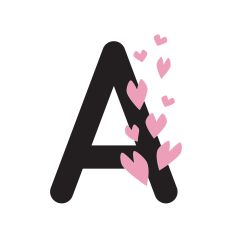 Letter A with hearts