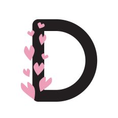 Letter D with hearts