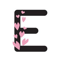 Letter E with hearts