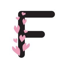 Letter F with hearts