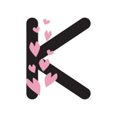 Letter K with hearts