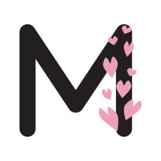 Letter M with hearts