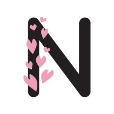 Letter N with hearts