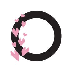 Letter O with hearts