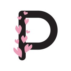 Letter P with hearts