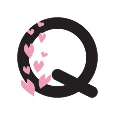 Letter Q with hearts