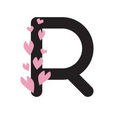 Letter R with hearts