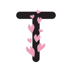 Letter T with hearts
