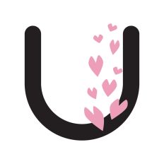 Letter U with hearts