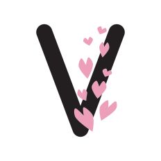 Letter V with hearts