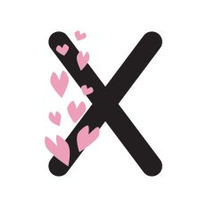 Letter X with hearts