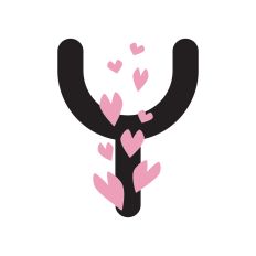 Letter Y with hearts