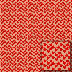 Red Hearts on Kraft – Printable Pattern