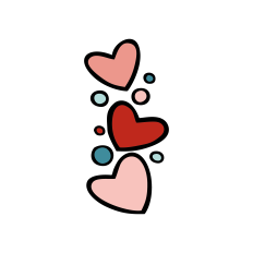 Hearts and Dots in a Bunch Cutout Hand Drawn for Valentine's Day