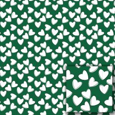 White Hearts on Green – Printable Pattern