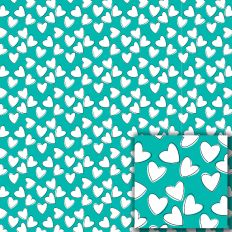 White Hearts on Teal – Printable Pattern