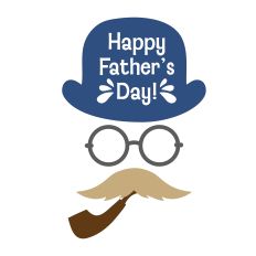 Happy Father’s Day SVG – Bowler Hat, Pipe & Mustache Gentleman Silhouette Cut File