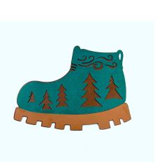Hiking Boot with Trees Layered 3D Cut File