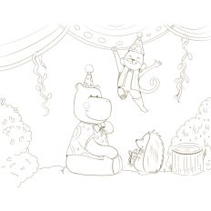 Hippo Party - Coloring Page 
