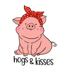 Hogs and Kisses Funny Pig with Bandana