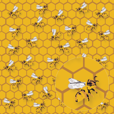 Honey Bee and Honey Comb Printable Background | Non-Repeated Pattern
