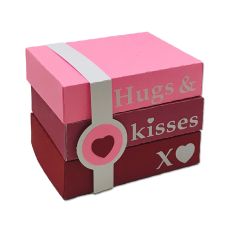Hugs and Kisses Valentine or Wedding Stacking Wood Blocks