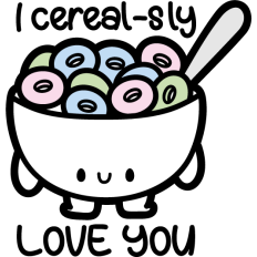 kawaii valentine pun with a cereal bowl