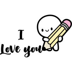 cute stickman with a pencil "i love you"