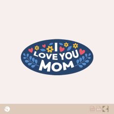 Floral "I Love You Mom" Oval SVG for Silhouette