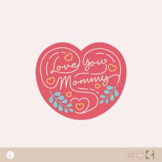 Floral Heart "Love You Mommy" Outline SVG for Silhouette