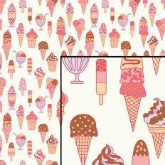 Summer Ice Cream Seamless Pattern Cream