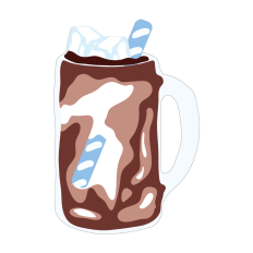 Iced Coffee with Straw in Glass Mug