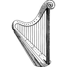 Harp realistic illustration