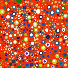 Whimsical Polka Dots on Red Orange