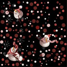 Whimsical Snowmen snow balls red white black