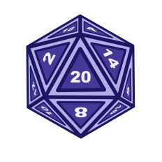 D20 Dice with Dark Blue Triangles