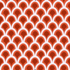Scalloped Multicolored Design red ornge on white background 