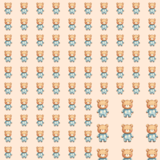 pattern baby teddy bear with pajamas