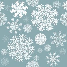 Fancy Winter Snowflakes on Sea Glass Blue