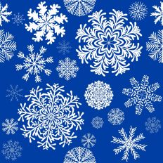 Fancy Winter Snowflakes on Hanukkah Blue