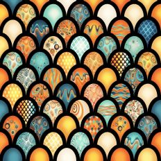 Funky 70s Easter Eggs Scalloped Design